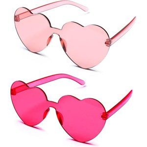 2 Pack Sunglasses for Women - Trendy Rimless Glasses, for Women & Men Party Out